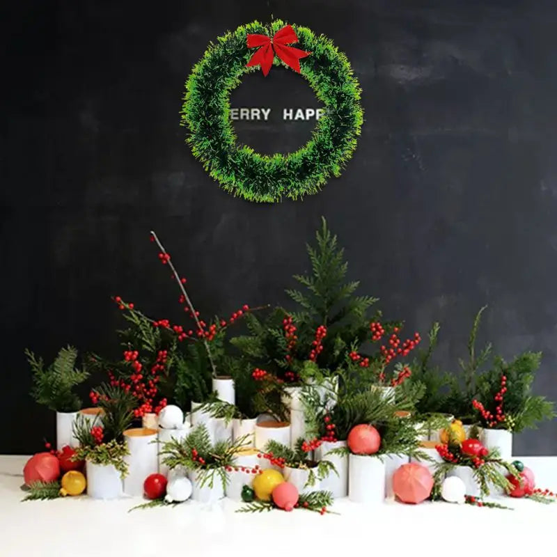 Christmas Wreath with Bow Garland