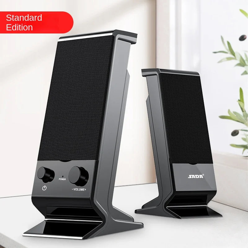 Compact USB Laptop Speakers with Volume Control (Black)