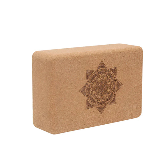 Cork Yoga Block Set Non-Slip High Density (Brown)