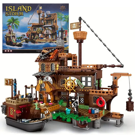 Pirate Island Fortress Building Blocks Set for Kids (675 pcs)