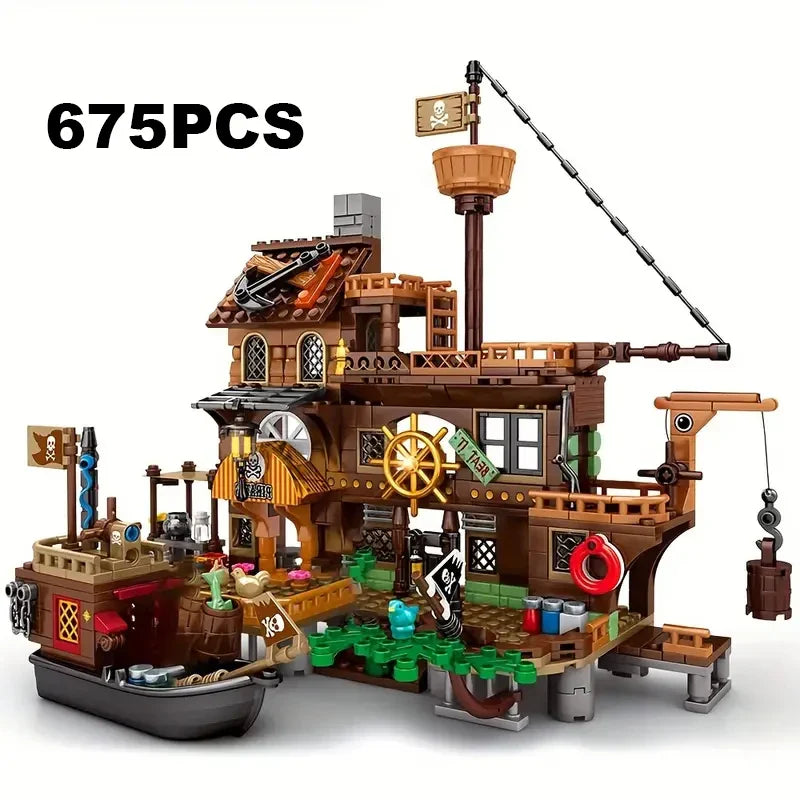 Pirate Island Fortress Building Blocks Set for Kids (675 pcs)