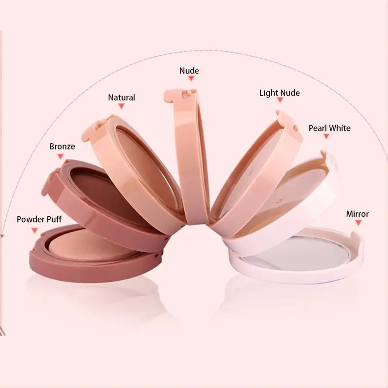 5-in-1 Concealer, Contour, Bronzer Makeup Powder, Oil Control Setting Powder With Puff And Mirror, Long Lasting And Waterproof