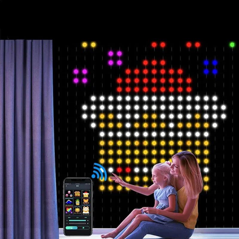 Christmas LED Curtain Lights with Bluetooth Remote Control