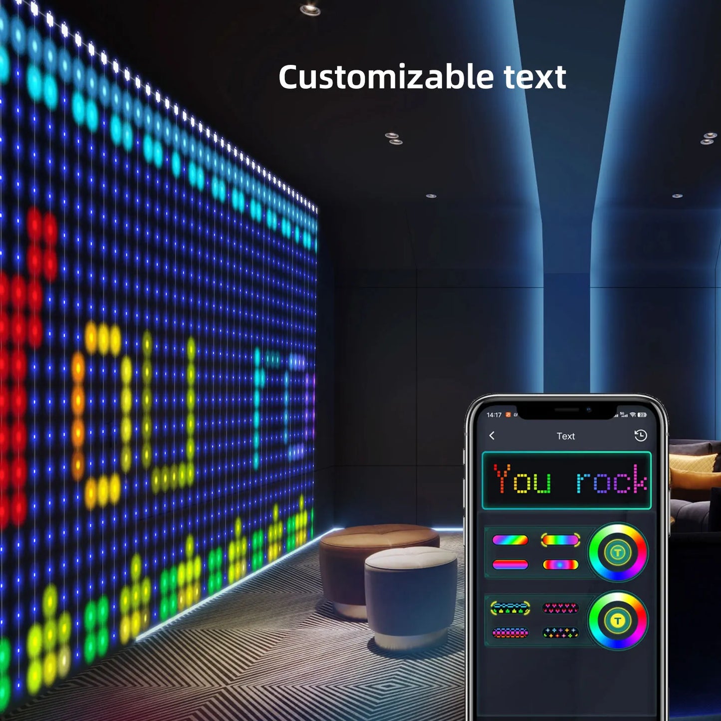 Christmas LED Curtain Lights with Bluetooth Remote Control