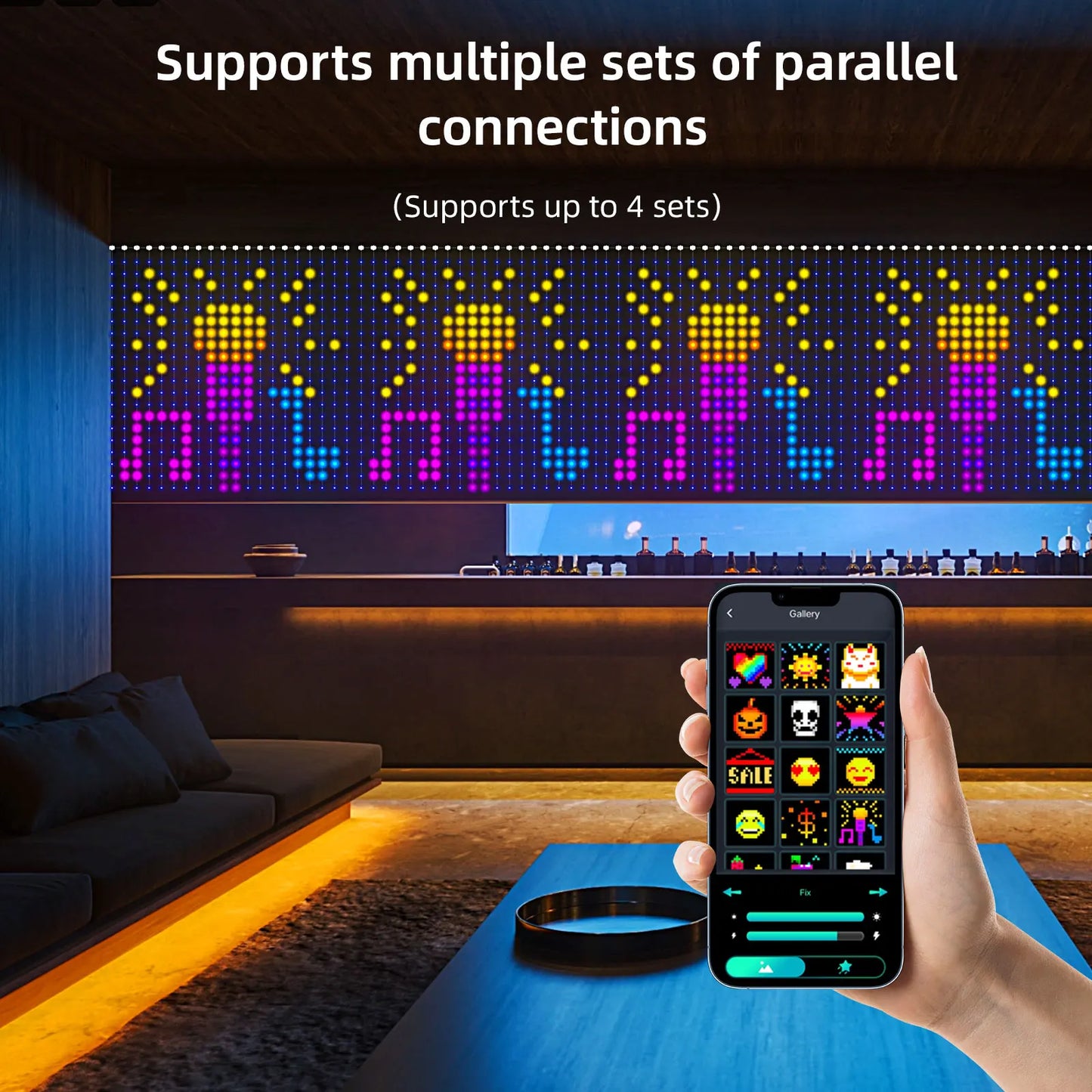 Christmas LED Curtain Lights with Bluetooth Remote Control