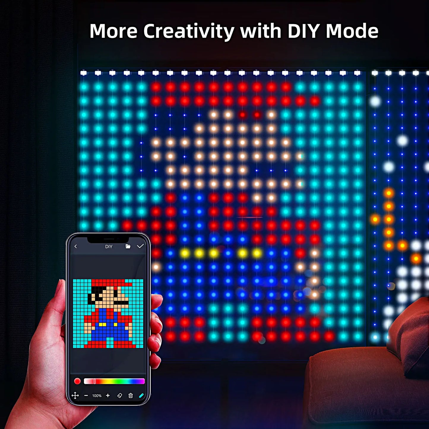 Christmas LED Curtain Lights with Bluetooth Remote Control