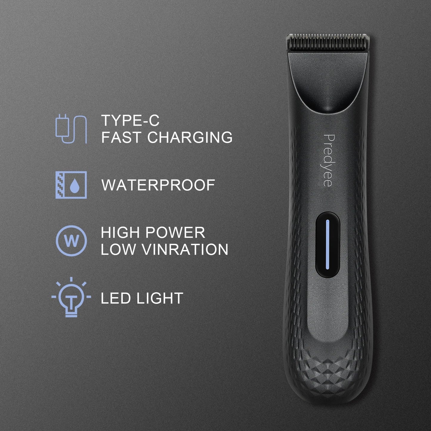 Electric Body & Hair Trimmer for Men Waterproof Groomer Black