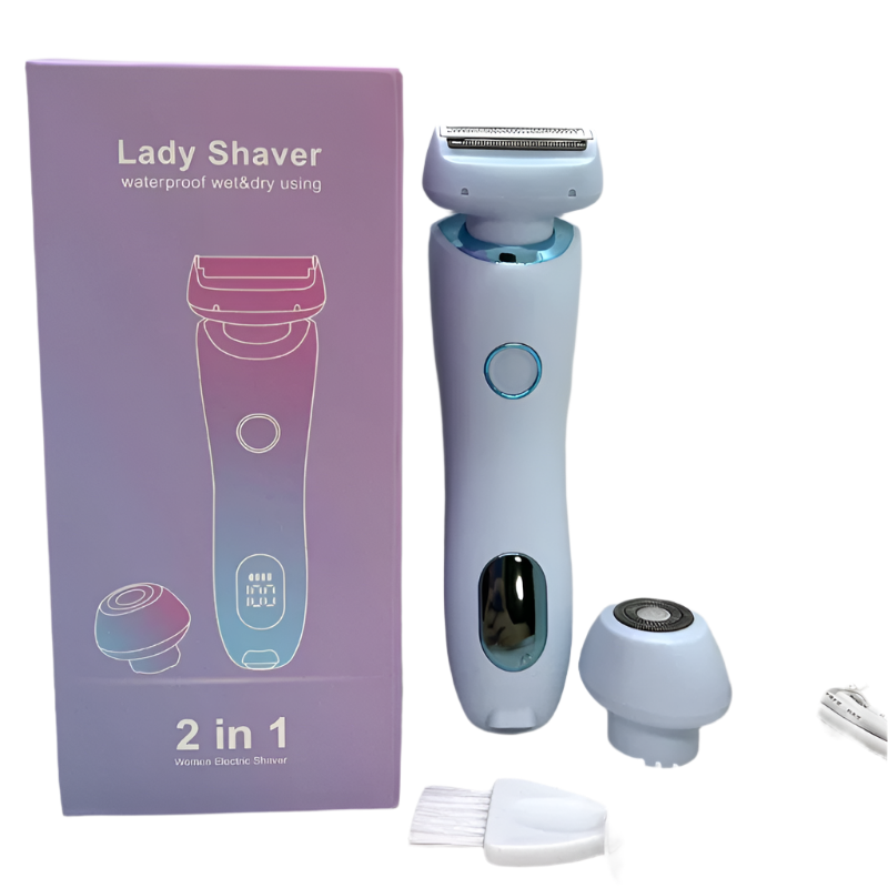 2-in-1 Electric Razor for Women Painless Bikini Trimmer Blue