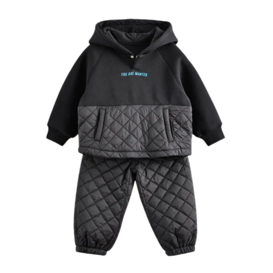Boys Winter Fashion Stitching Quilted Sports Suit