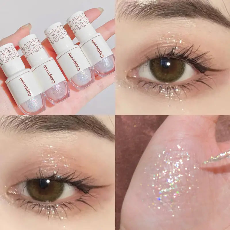 6 Color Liquid Eyeshadow with Highlight Sequins - Sparkling, Waterproof, and Long-Lasting Makeup