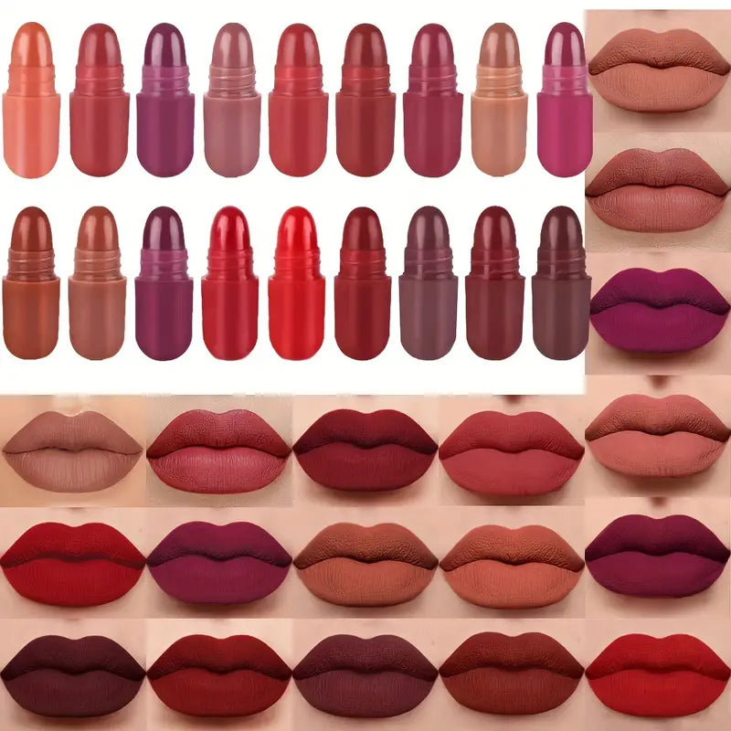 18pcs High-Pigment Matte Lipstick Set - Mini Capsule Collection for Long-Lasting Beauty