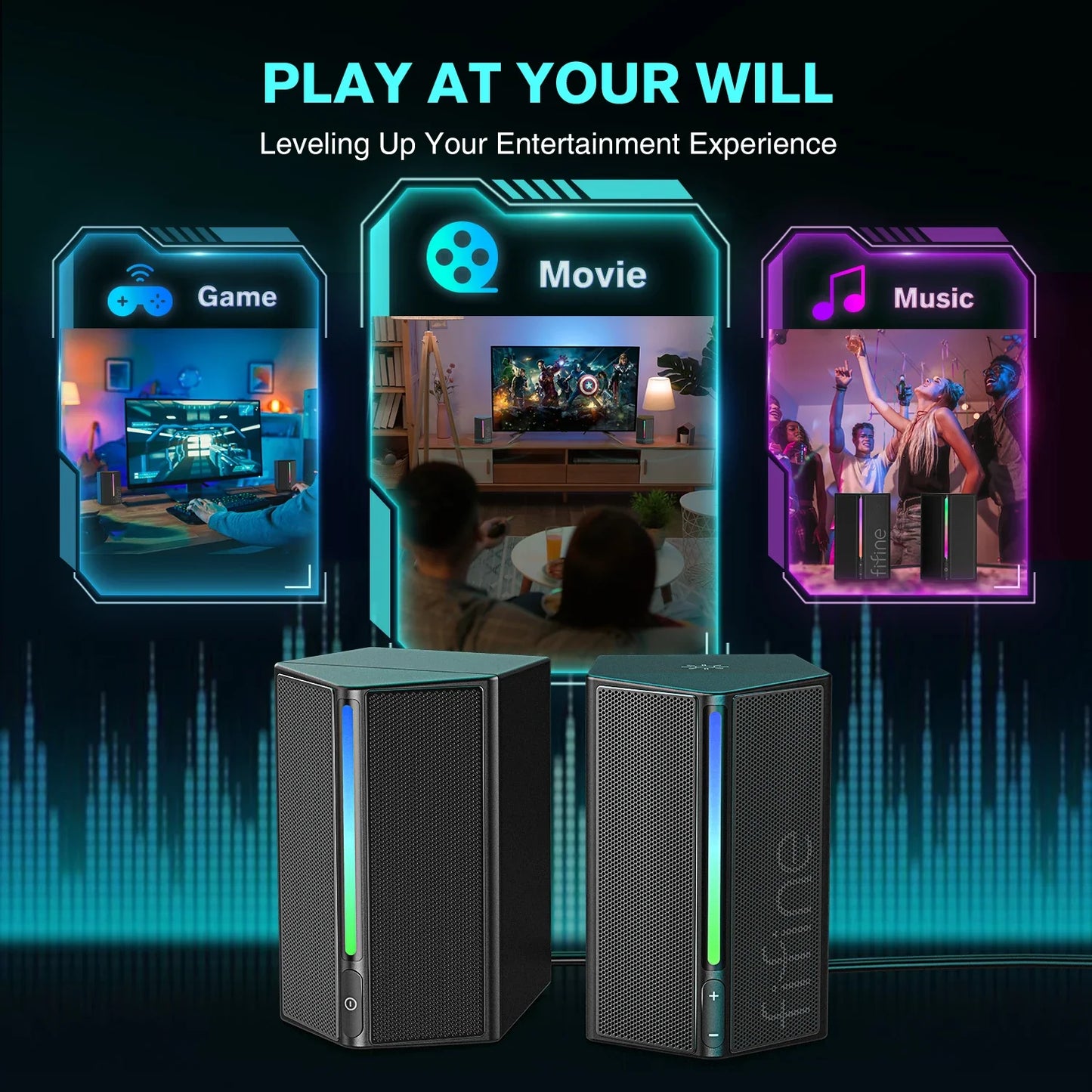 Sound Box USB Stereo Speaker with Volume Control (Black)