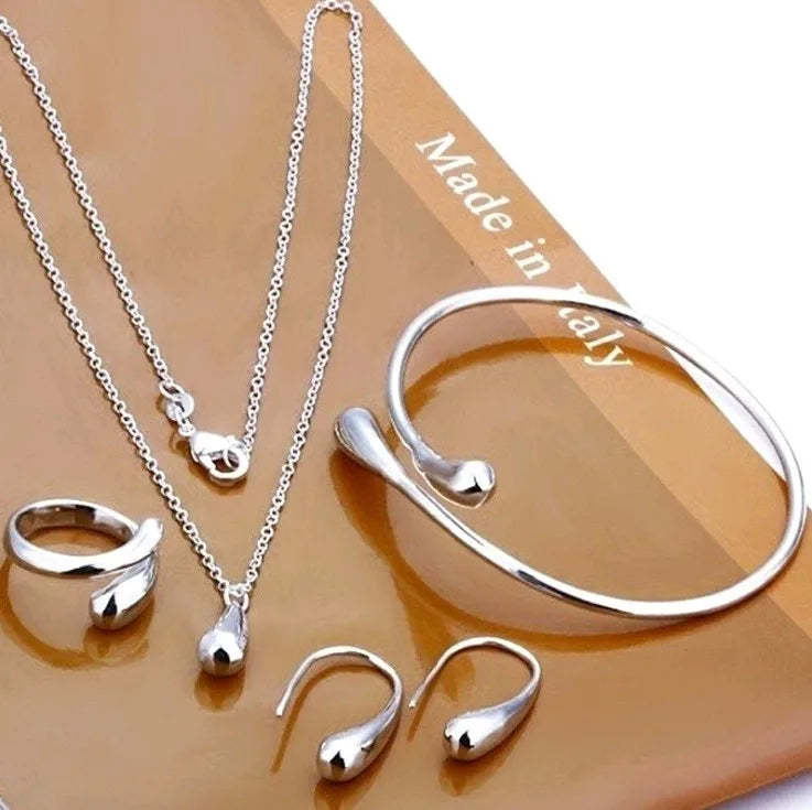 Women's Silver Needle Jewelry Set (4 pcs)