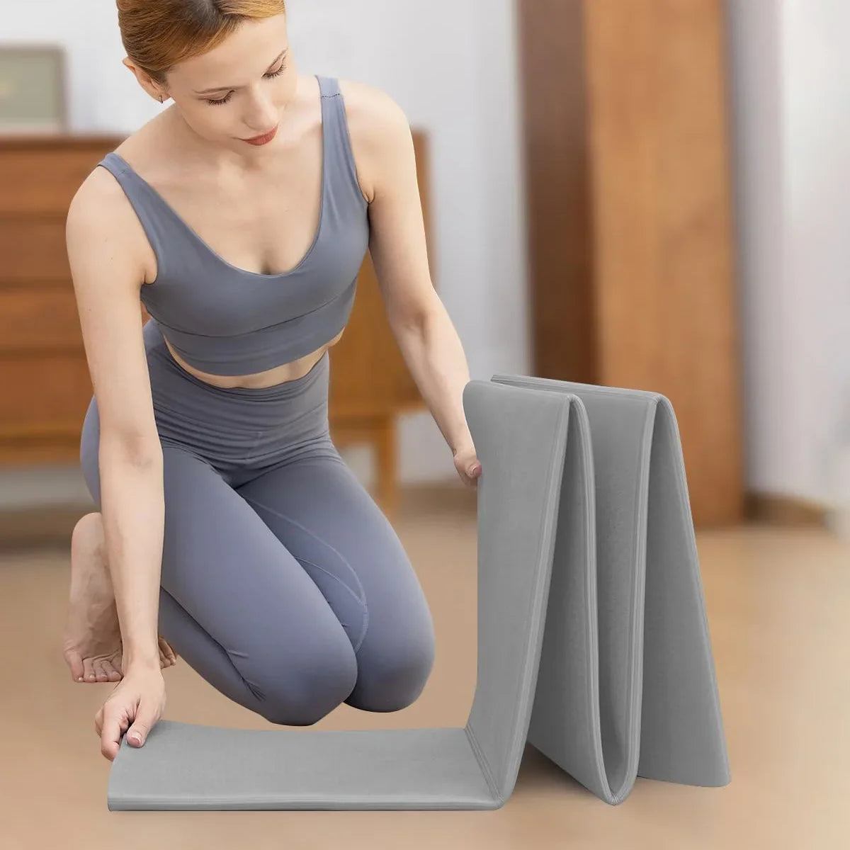 Foldable TPE Yoga Mat with Travel Bag