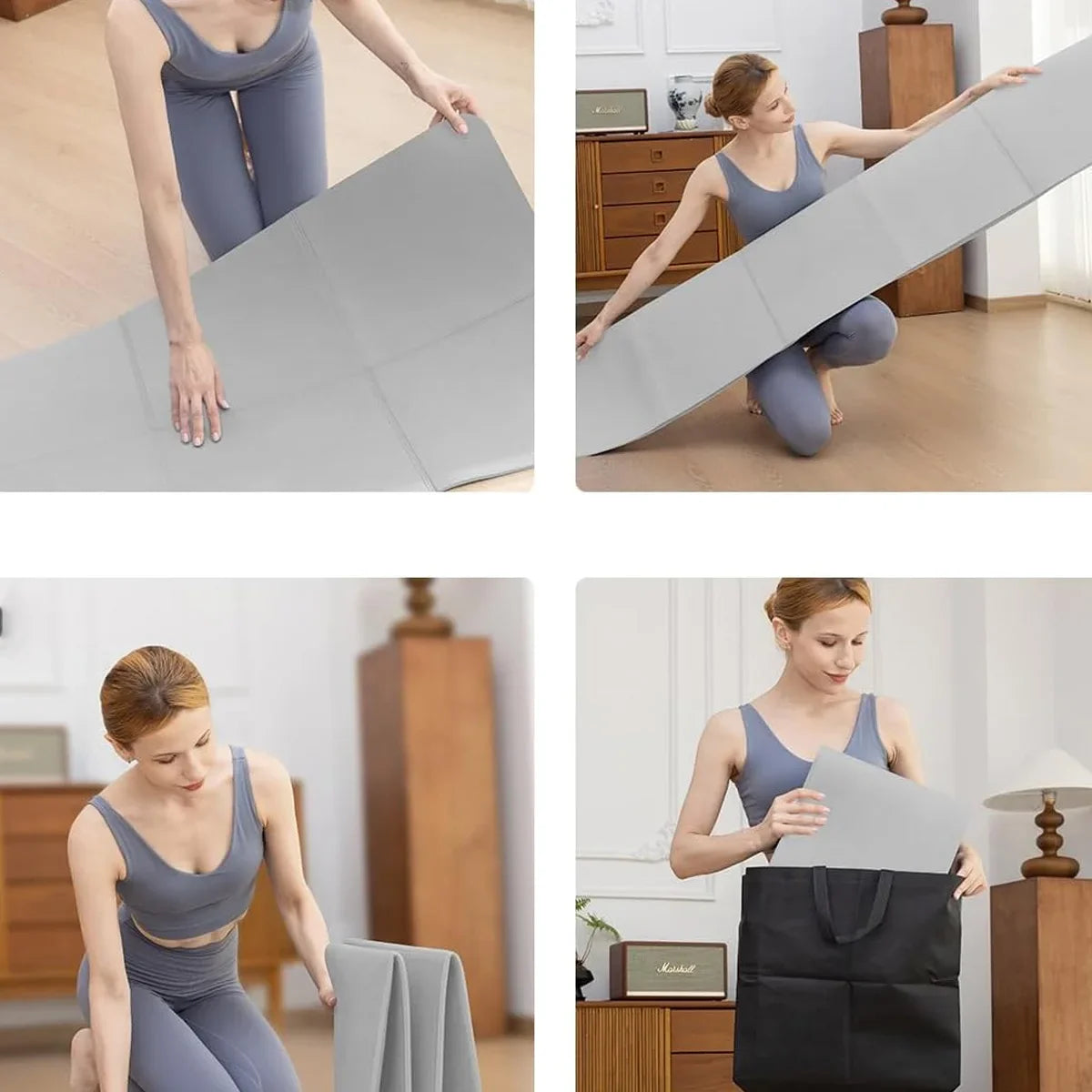 Foldable TPE Yoga Mat with Travel Bag