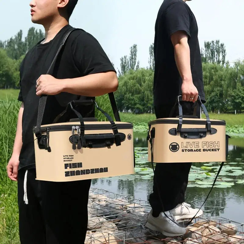 Folding Live Fish Bucket with Portable EVA Water Tank