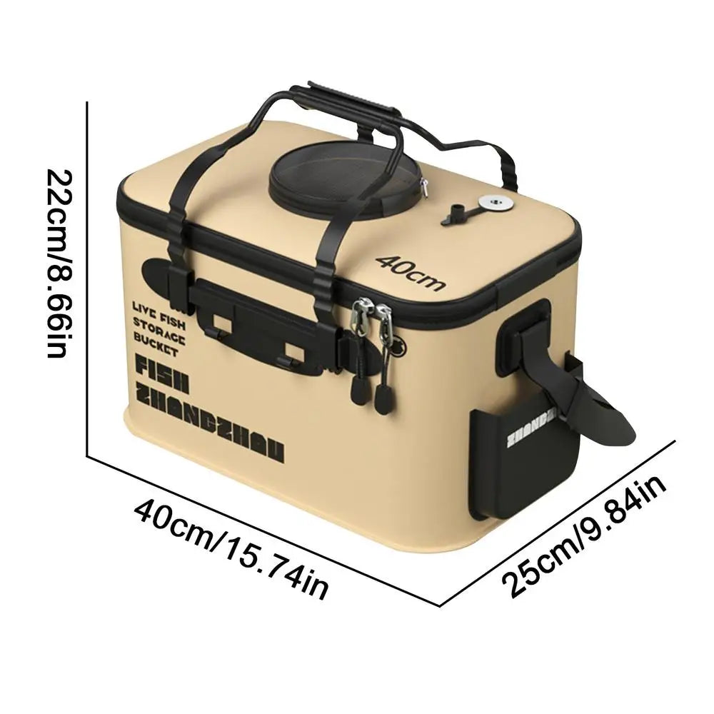 Folding Live Fish Bucket with Portable EVA Water Tank