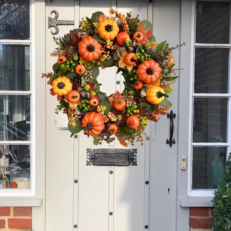 Christmas Autumn Berry Pumpkin Front Door Wreath