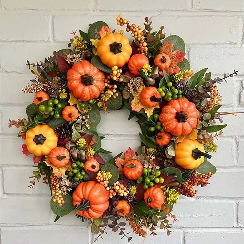 Christmas Autumn Berry Pumpkin Front Door Wreath