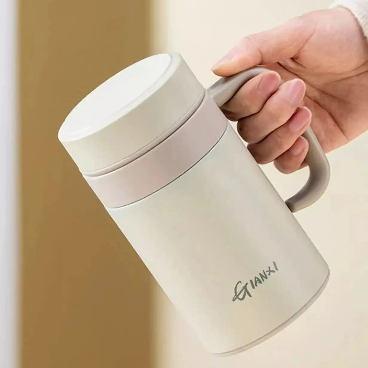 Premium Large-Caliber Thermos Cup 500ML White