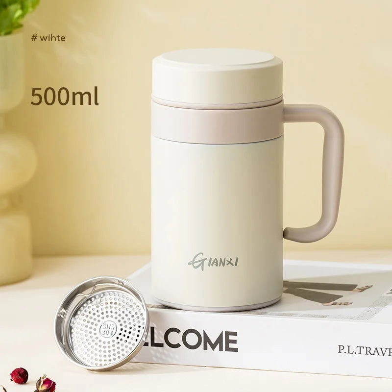 Premium Large-Caliber Thermos Cup 500ML White