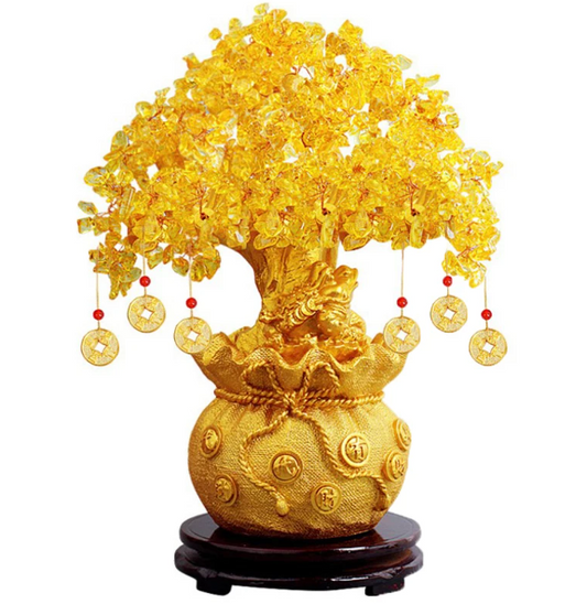 14cm Feng Shui Yellow Lucky Wealth Trees