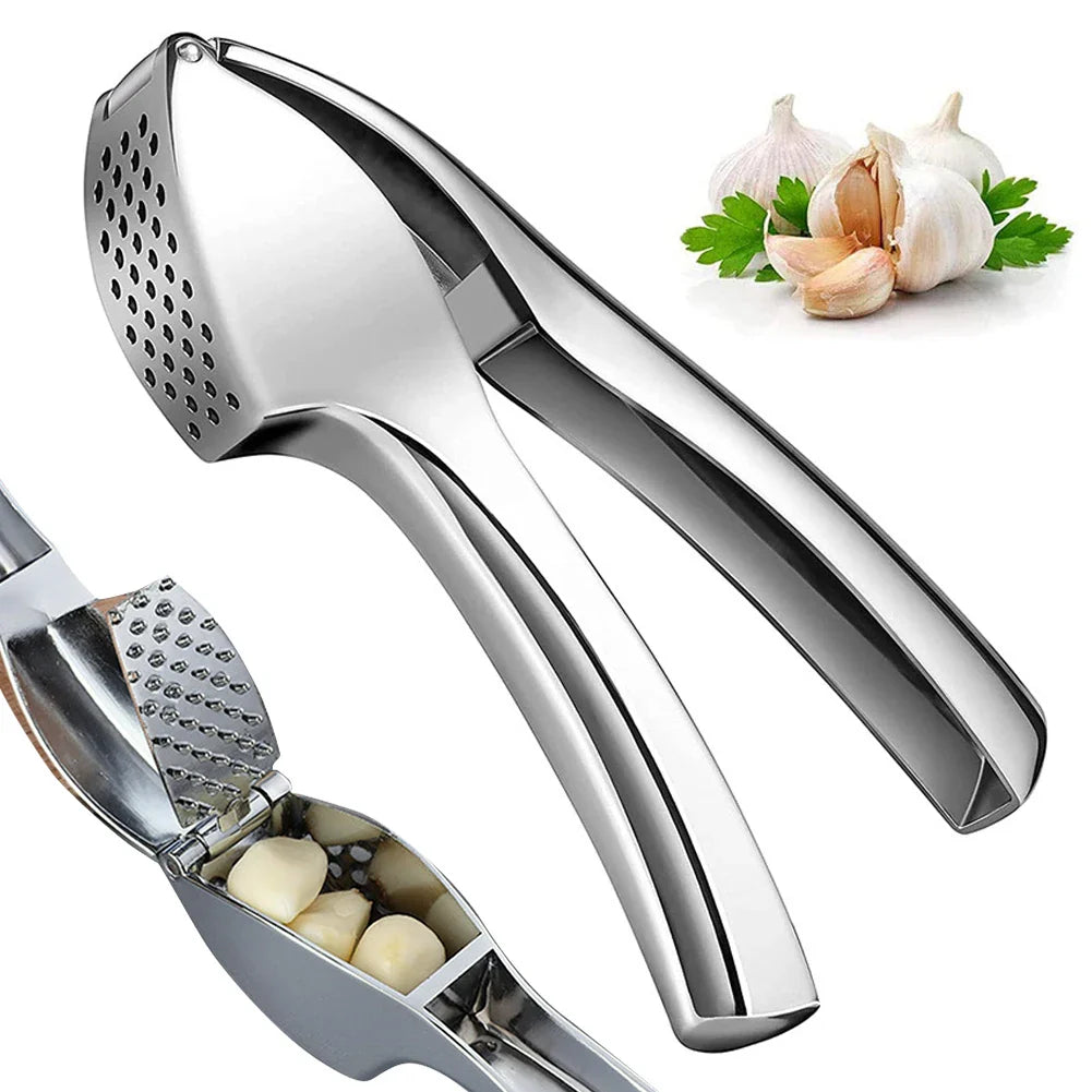 Stainless Steel Garlic Press – Effortless Garlic Mincer & Crusher