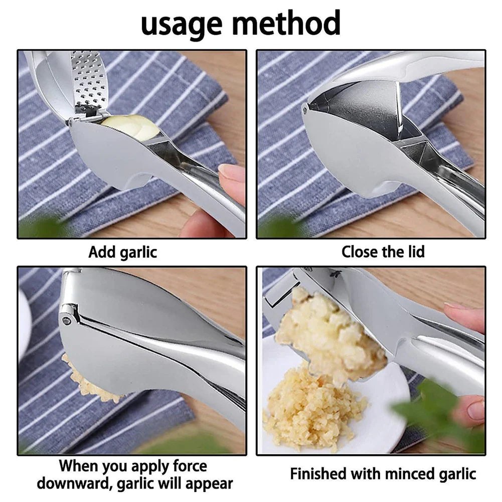 Stainless Steel Garlic Press – Effortless Garlic Mincer & Crusher