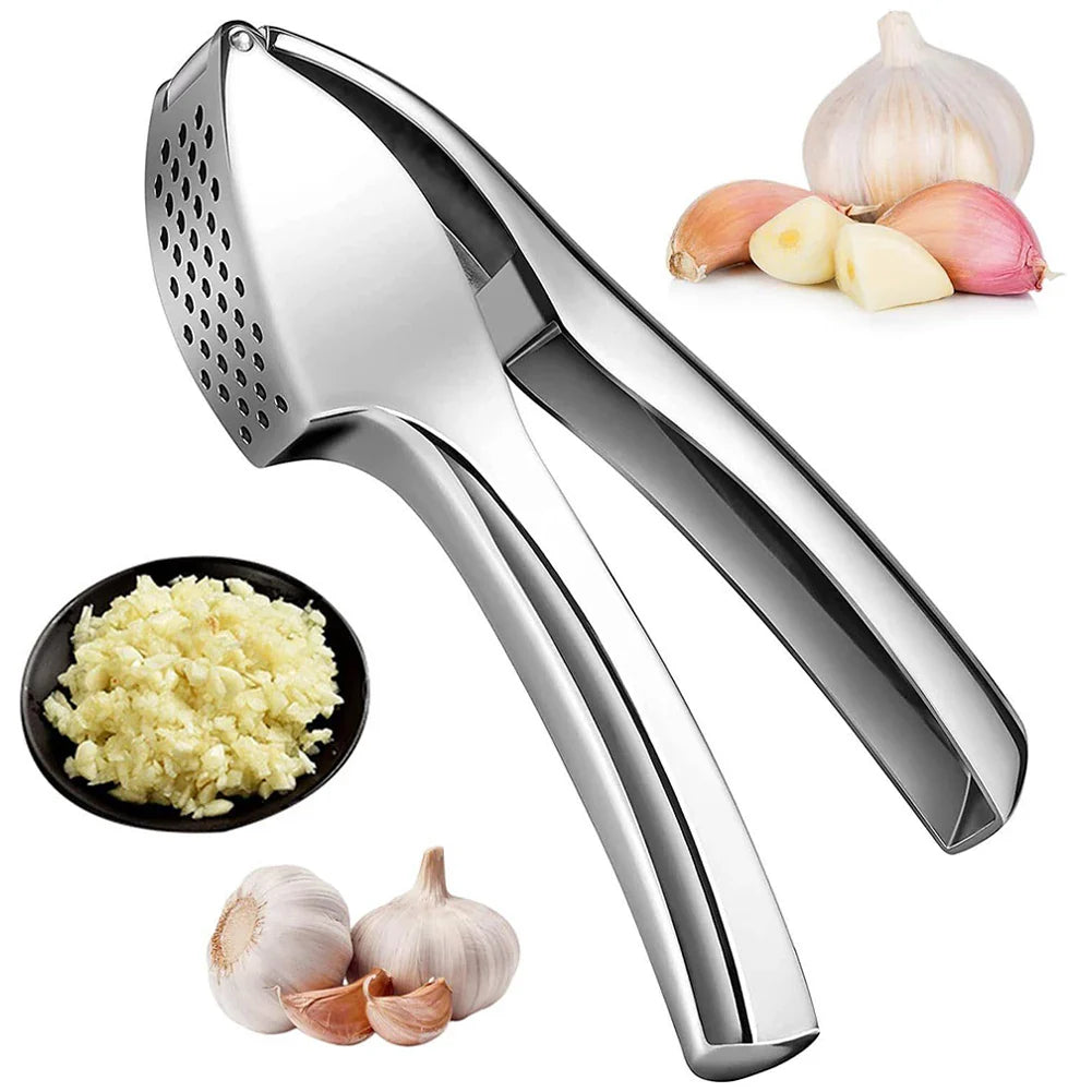Stainless Steel Garlic Press – Effortless Garlic Mincer & Crusher