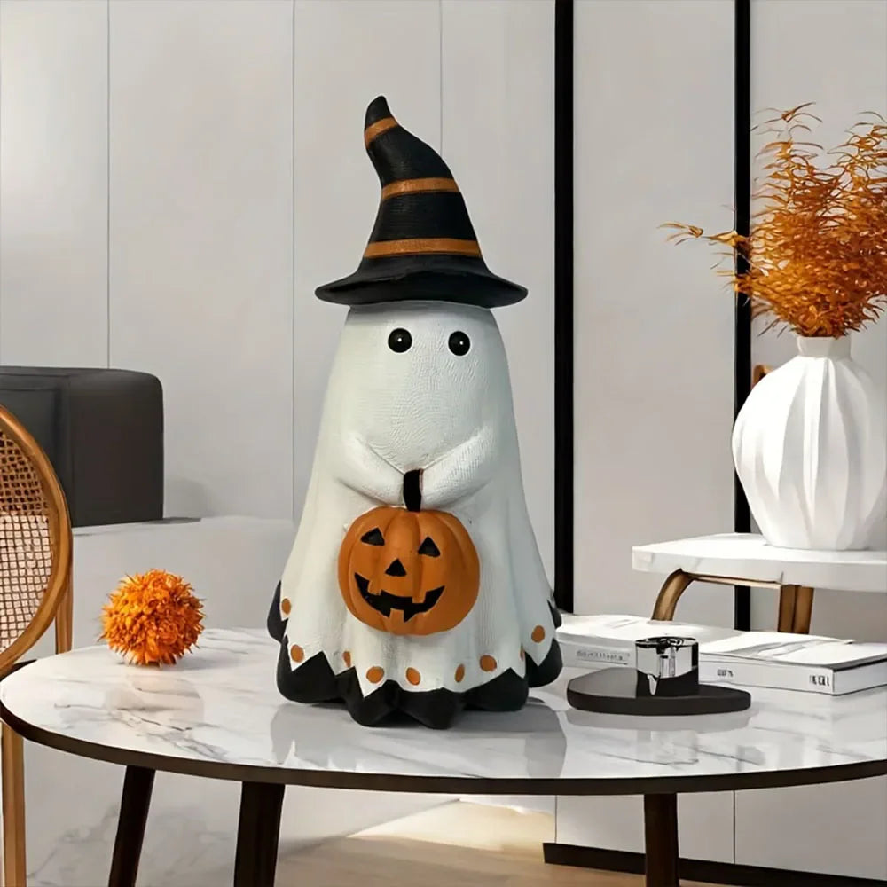 Ghost Pumpkin Figurine Halloween Resin