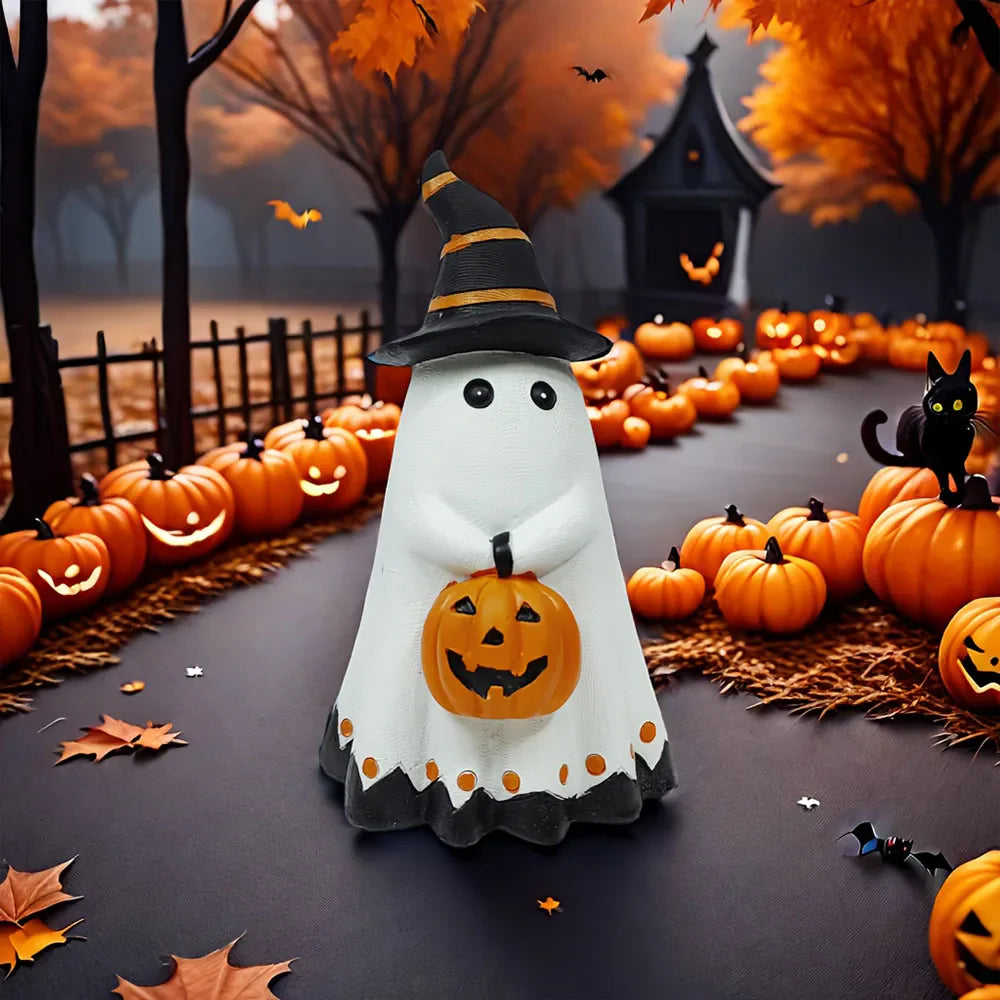 Ghost Pumpkin Figurine Halloween Resin