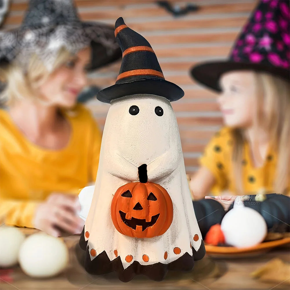 Ghost Pumpkin Figurine Halloween Resin