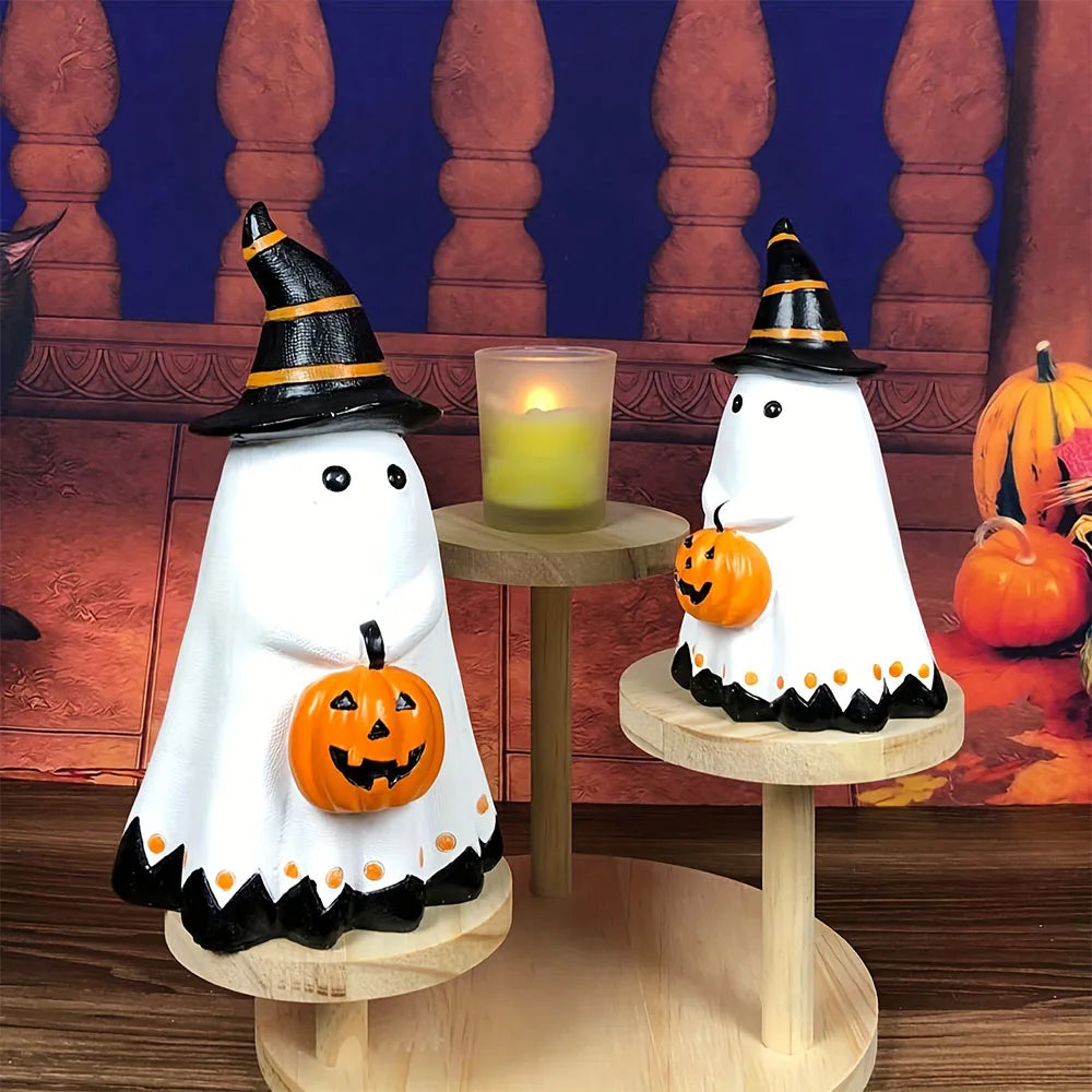 Ghost Pumpkin Figurine Halloween Resin
