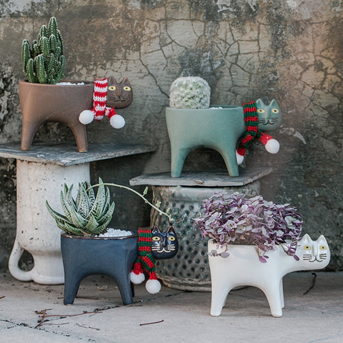 Ceramic Flower Pot Cute Cat Shape Garden Pots Succulent Planter Plant Container Home Desktop Decor Vase For Living Room