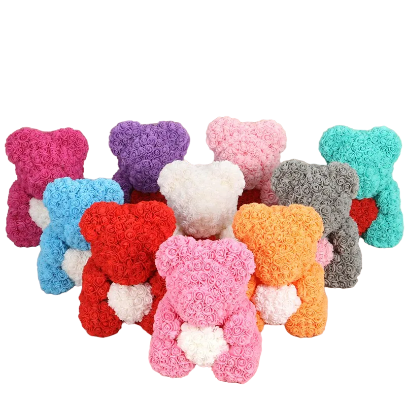 200 Pieces Teddy Bear of Red Roses 3cm Foam Christmas Decor - DIY Gifts & Artificial Flowers
