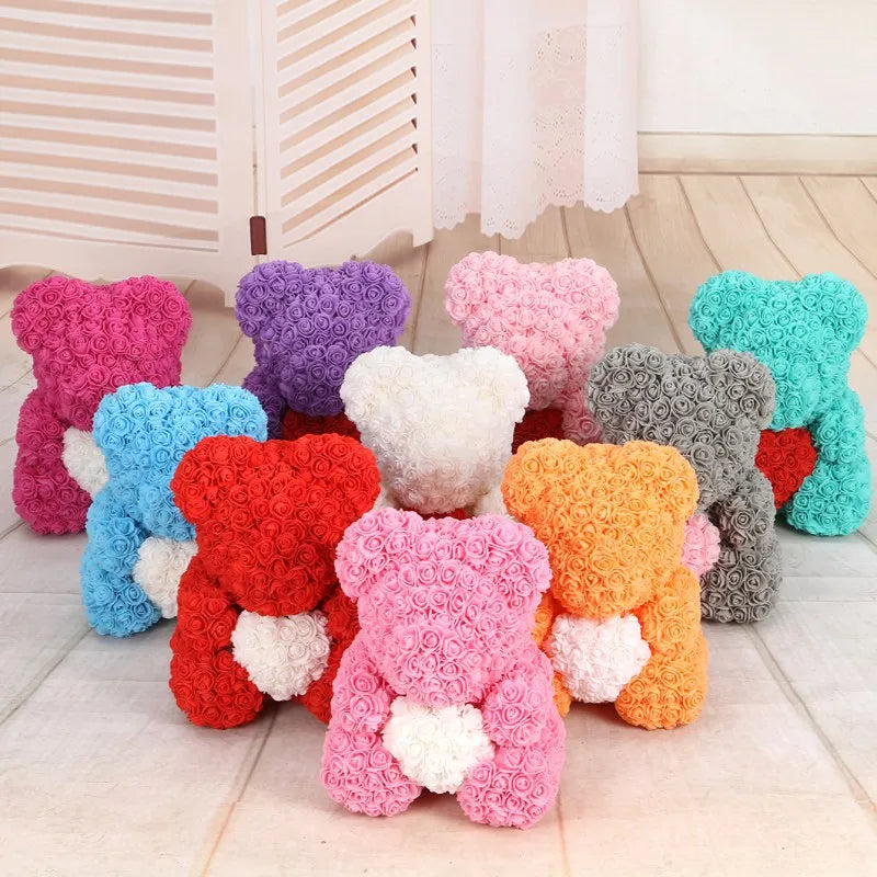 200 Pieces Teddy Bear of Red Roses 3cm Foam Christmas Decor - DIY Gifts & Artificial Flowers
