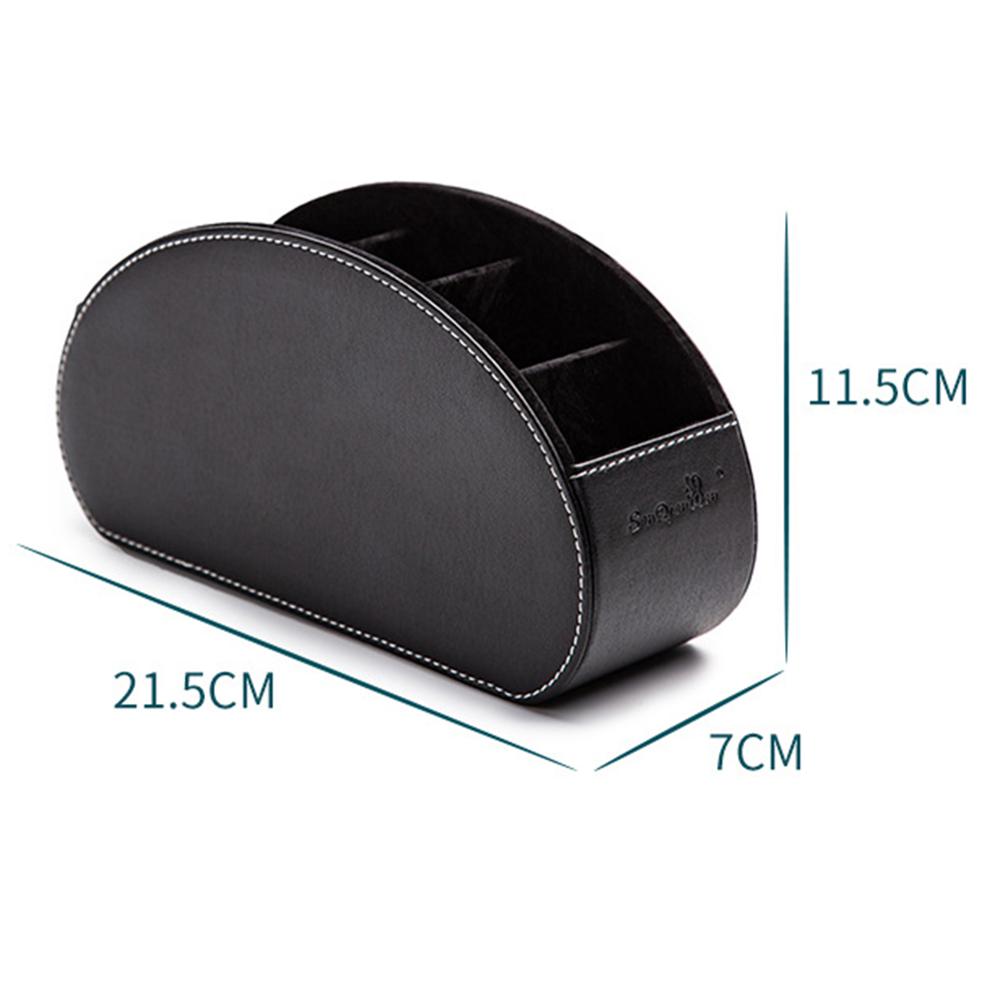 PU Leather Storage Box Multifunctional Desk Organizer Box Black Solid Color Simple Style Home Office Remote Control Storage