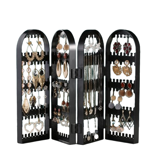 Earring Storage Box Jewelry Organizer Necklace Display Rack Foldable Holder Storage Cabinet Plastic Box 4 Doors 240 Holes Large