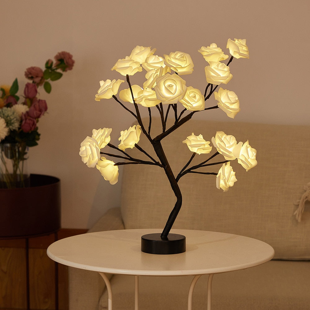 Table Lamp Rose Flower Tree