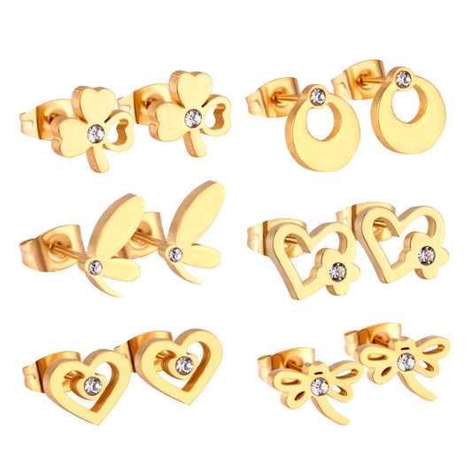 Earrings Set For Women Stainless Steel 6Pairs/Box Piercing 316L Valentines Day Hypoallerge Small brinco Child Gifts