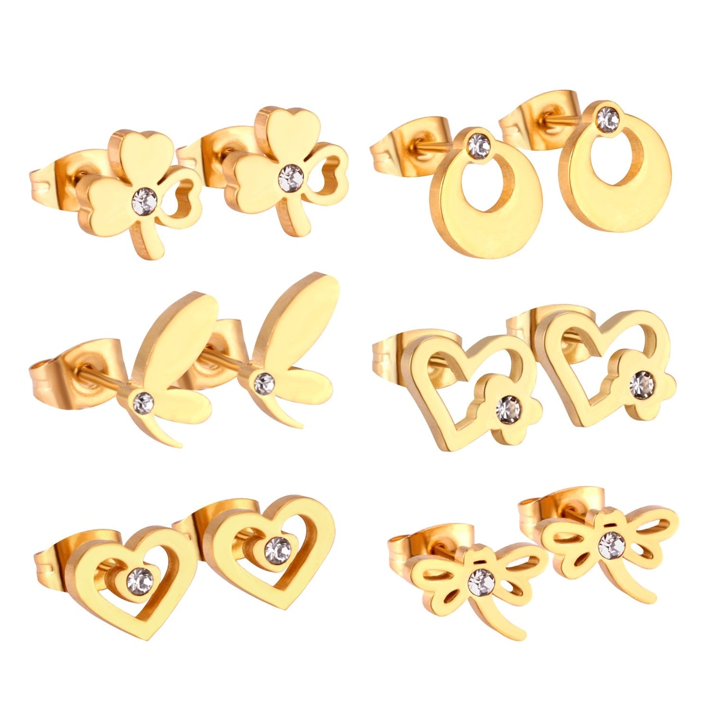 Earrings Set For Women Stainless Steel 6Pairs/Box Piercing 316L Valentines Day Hypoallerge Small brinco Child Gifts