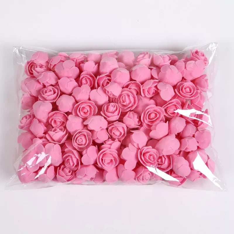 200 Pieces Teddy Bear of Red Roses 3cm Foam Christmas Decor - DIY Gifts & Artificial Flowers
