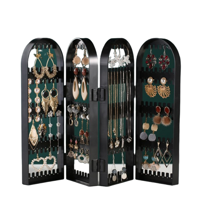 Earring Storage Box Jewelry Organizer Necklace Display Rack Foldable Holder Storage Cabinet Plastic Box 4 Doors 240 Holes Large