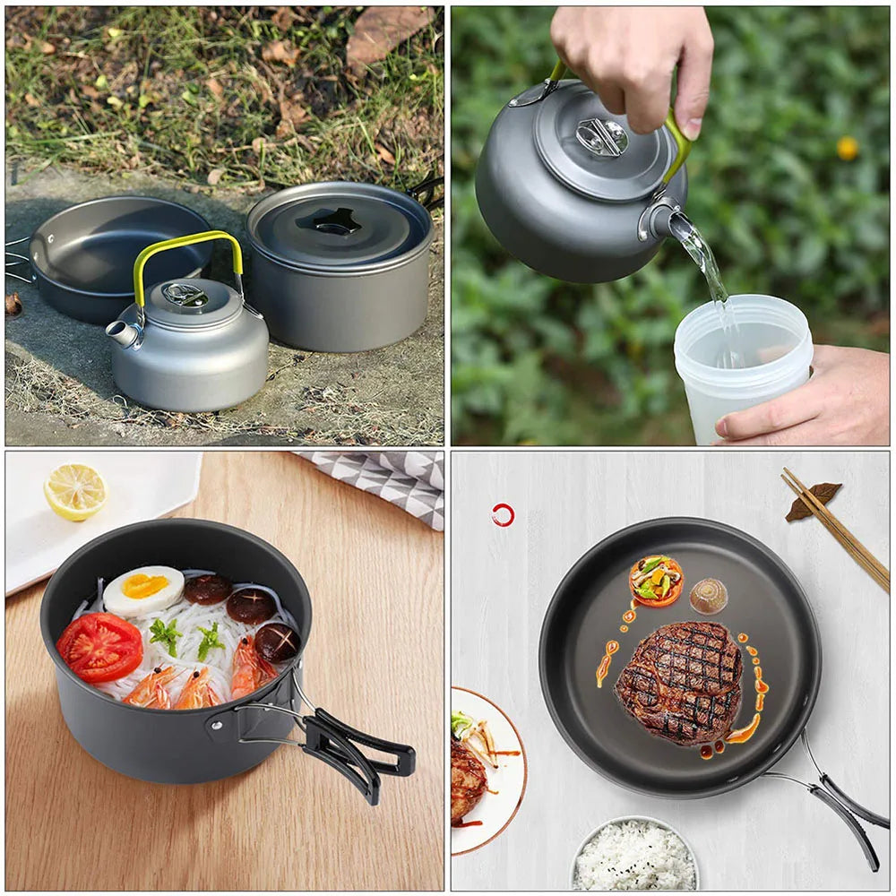 11-Piece Outdoor Camping Cookware Set Black