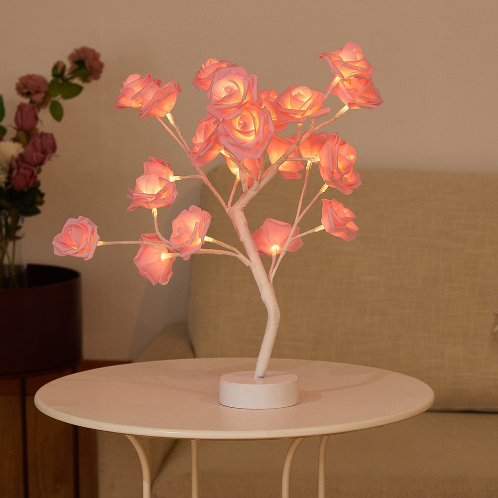 Table Lamp Rose Flower Tree