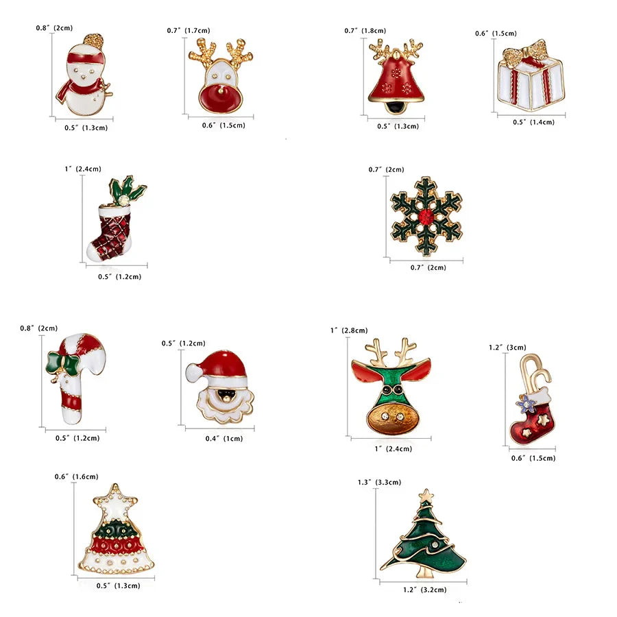 Enchanting Christmas Trio: 3pcs/Set Festive Enamel Brooches & Pins