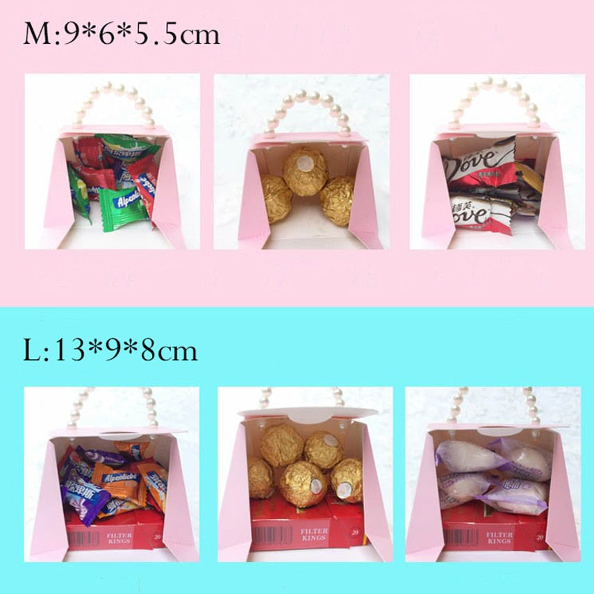10pcs/lot Portable Party Wedding Favor Gift Boxes Chocolate Treat Candy Gift Bag Baby Shower Birthday Party Decoration