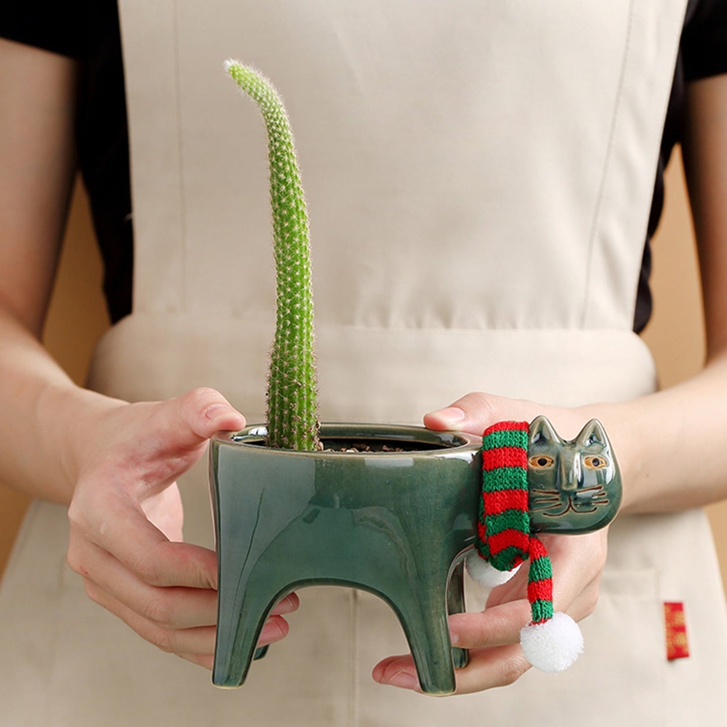 Ceramic Flower Pot Cute Cat Shape Garden Pots Succulent Planter Plant Container Home Desktop Decor Vase For Living Room