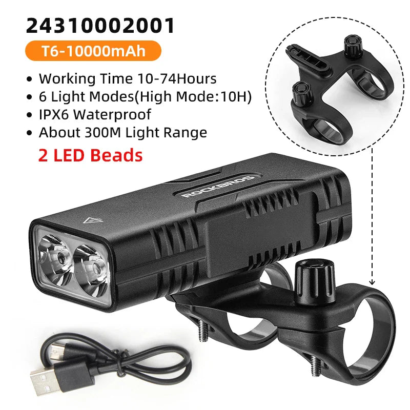 850LM LED Bike Light Super Bright USB-C Headlamp Black