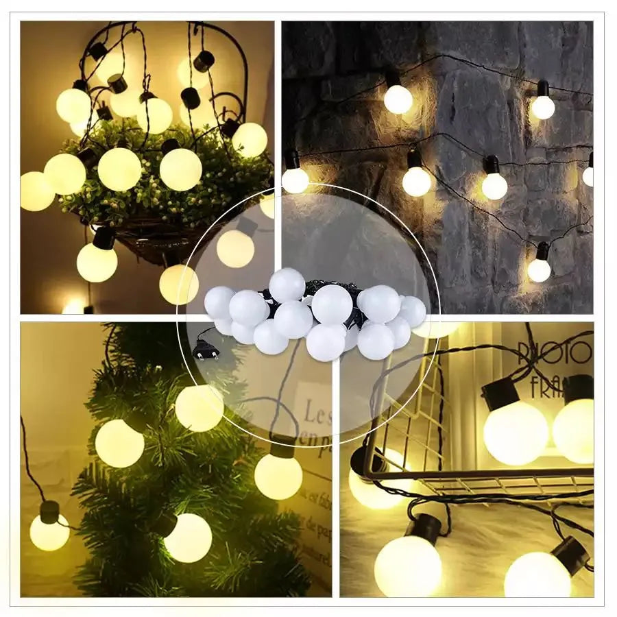 G50 LED Fairy String Lights - Outdoor Garden Patio Christmas Decor (5m, Warm White/Clear)